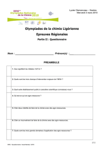 Questionnaire - Olympiades de chimie
