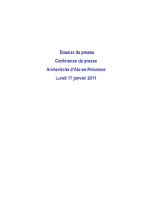 Dossier de presse Conférence de presse Archevêché d`Aix