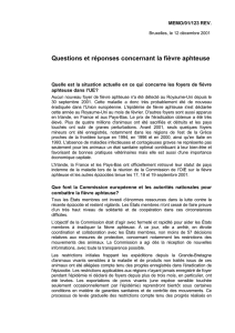 Questions et réponses concernant la fièvre aphteuse