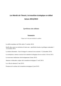 Les Mardis de l`Avenir, la transition écologique en débat Saison