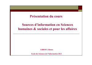 Présentation du cours Sources d`information en Sciences humaines