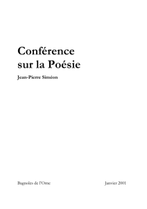 Conférence sur la Poésie - Le Printemps des Poètes