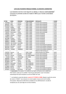 liste des candidats retenus pour le master E-MKG