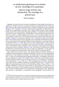 Le médicament générique et la relation de soin. Sociologie d`un