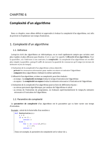 CHAPITRE 6 Complexité d`un algorithme