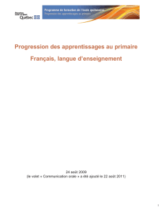 Progression des apprentissages au primaire Français