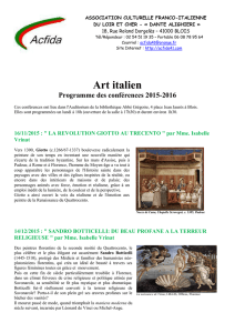 Conférences sur l`Art italien Programme 2015-2016