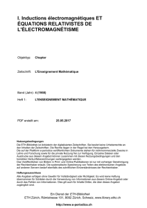 I. Inductions électromagnétiques ET ÉQUATIONS - E