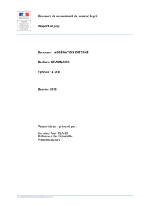 AGRÉGATION EXTERNE Section : GRAMMAIRE Options : A et B Ses