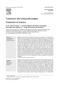 Traitement des lomboradiculalgies Treatment of sciatica