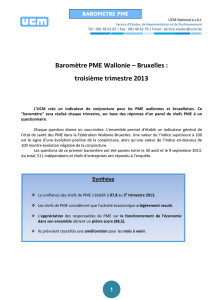 Baromètre PME Wallonie – Bruxelles : troisième trimestre