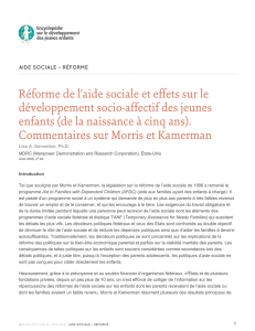 Réforme de l`aide sociale et effets sur le développement socio