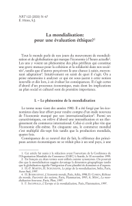 La mondialisation: pour une évaluation éthique?1