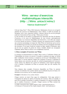 Wims : serveur d`exercices mathématiques interactifs (http : //Wims