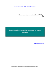 Les importations de médicaments pour un usage personnel