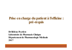 Prise en charge du patient à l`officine : pré-requis