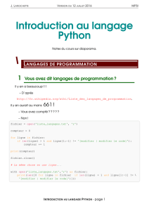 Introduction au langage Python - Sup 3 Carnot