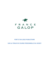 PORT D`UN LOGO PUBLICITAIRE SUR LA TENUE DE COURSE