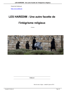 LES HAREDIM : Une autre facette de l`intégrisme religieux