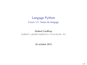 Langage Python - Cours 1/5 : bases du langage