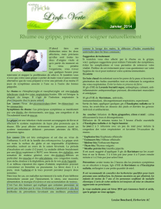 Info-Verte Janvier 2014 – Rhume ou grippe, prévenir et soigner