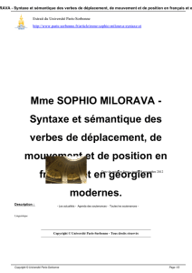 Mme SOPHIO MILORAVA - Syntaxe et sémantique des verbes de