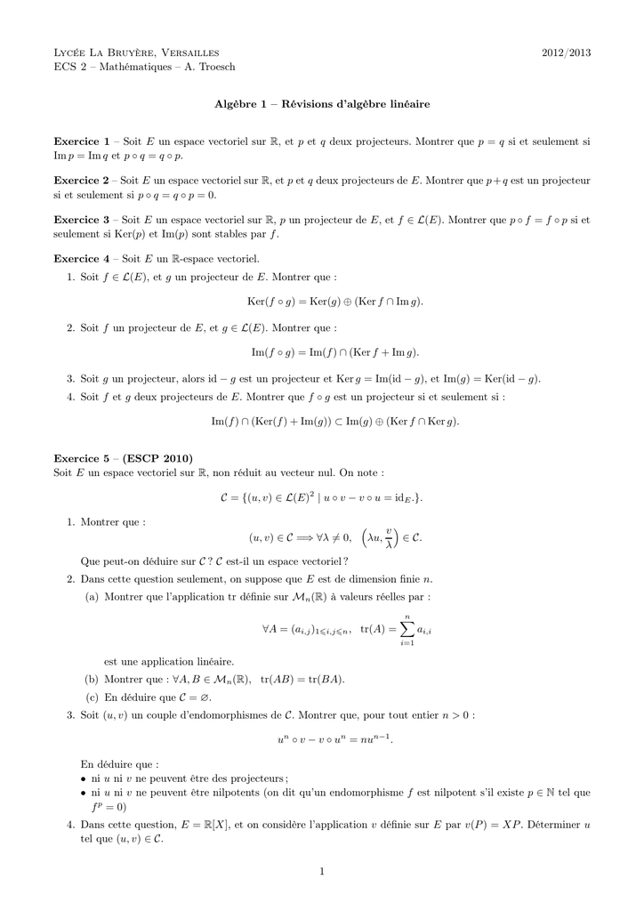 Revisions Algebre Lineaire