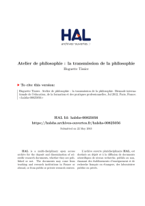 Atelier de philosophie : la transmission de la philosophie - Hal-SHS