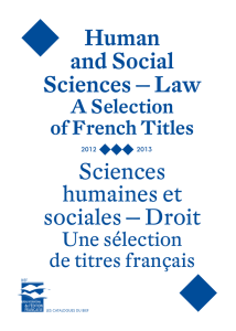Human and Social Sciences — Law Sciences humaines et sociales