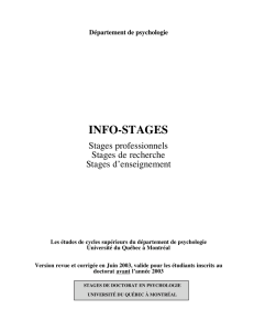 info-stages - Département de psychologie