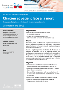 Clinicien et patient face à la mort - Formation Continue UNIL-EPFL
