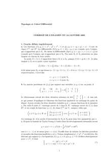 Topologie et Calcul Différentiel CORRIGO DE LMEXAMEN DU 24