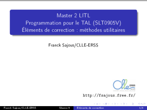 Master 2 LITL Programmation pour le TAL (SLT0905V) Éléments de