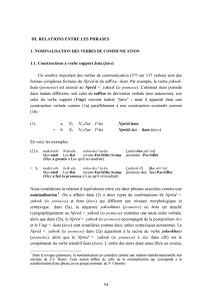 III. RELATIONS ENTRE LES PHRASES 1.1. Constructions à verbe