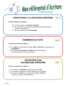 adaptation à la situation d`écriture cohérence du texte utilisation d`un