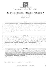 La prescription : une éthique de l`efficacité