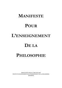 MANIFESTE POUR L`ENSEIGNEMENT DE LA PHILOSOPHIE