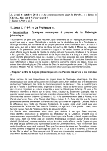 1. Jean 1, 1-14 : « Le Prologue ».