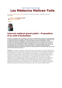 Internet médical grand public : Proposition d`un outil d`évaluation