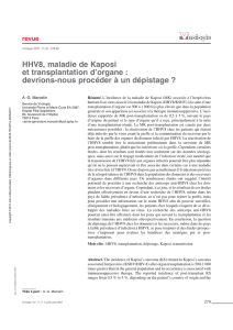 HHV8, maladie de Kaposi et transplantation d`organe
