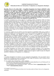 Académie Européenne des Sciences Déclaration de Brest sur l