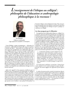 L`enseignement de l`éthique au collégial : philosophie de l