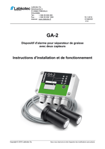 Instructions d`installation et de fonctionnement