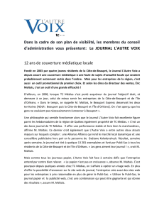 Journal l`Autre Voix - Alliance Affaires Côte-de