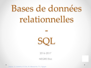 Bases de données relationnelles - SQL - M2 ISF