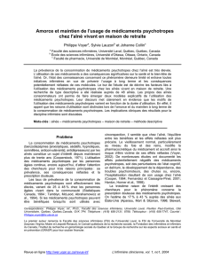 Amorce et maintien de l`usage de médicaments psychotropes chez l