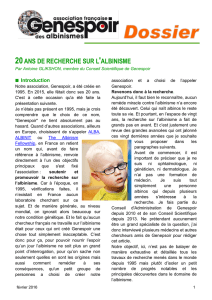 20 ans de recherche sur l`albinisme