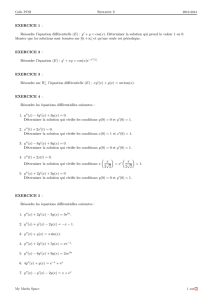 Résoudre l`équation différentielle (E) : y′ + y = cos(x).