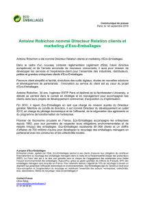 Antoine Robichon nommé Directeur Relation clients et marketing d