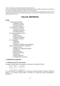 calcul matriciel - Gérard Lavau